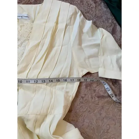 Vintage cream white prairie midi dress with pleating size medium - Picture 8 of 8